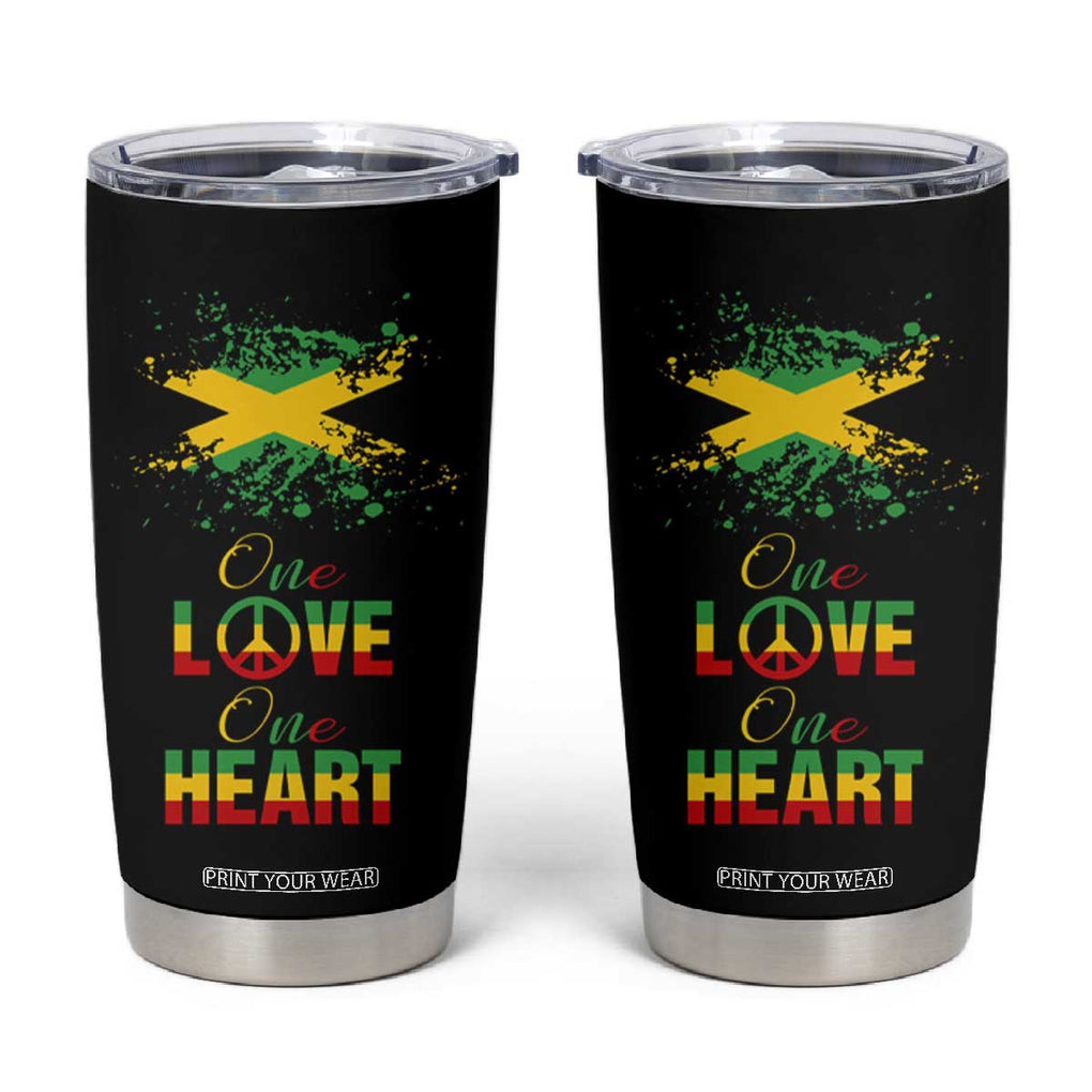 Roots Rock Reggae Tumbler Cup One Love One Heart Marley Peace Rastafari TB10 Black Print Your Wear