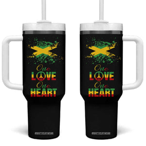 Roots Rock Reggae Tumbler With Handle One Love One Heart Marley Peace Rastafari TB10 One Size: 40 oz Black Print Your Wear