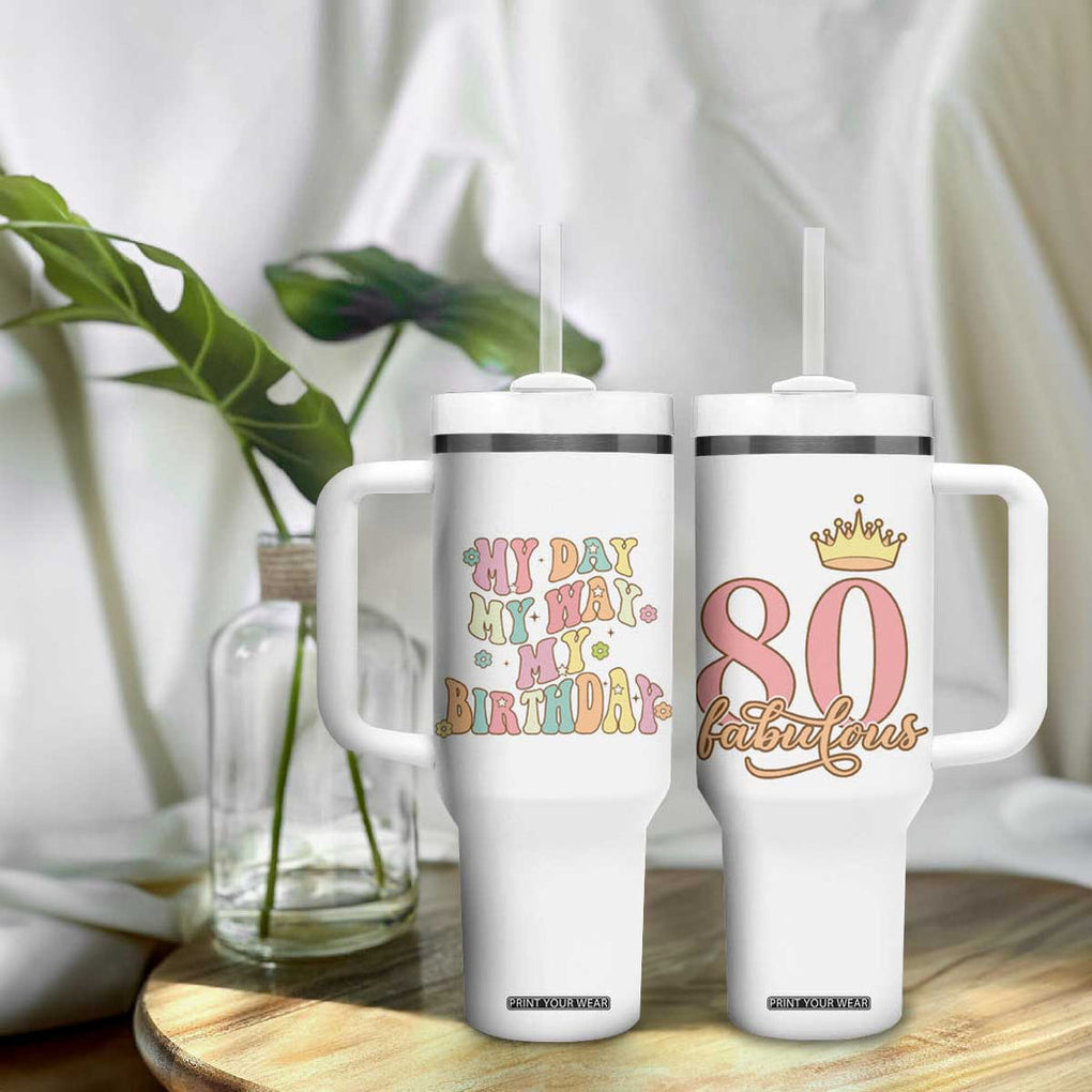 Funny 80th Birthday Gift Idea Tumbler With Handle Women Mom Grandma Turning 80 Gifts for Her TB10 Print Your Wear