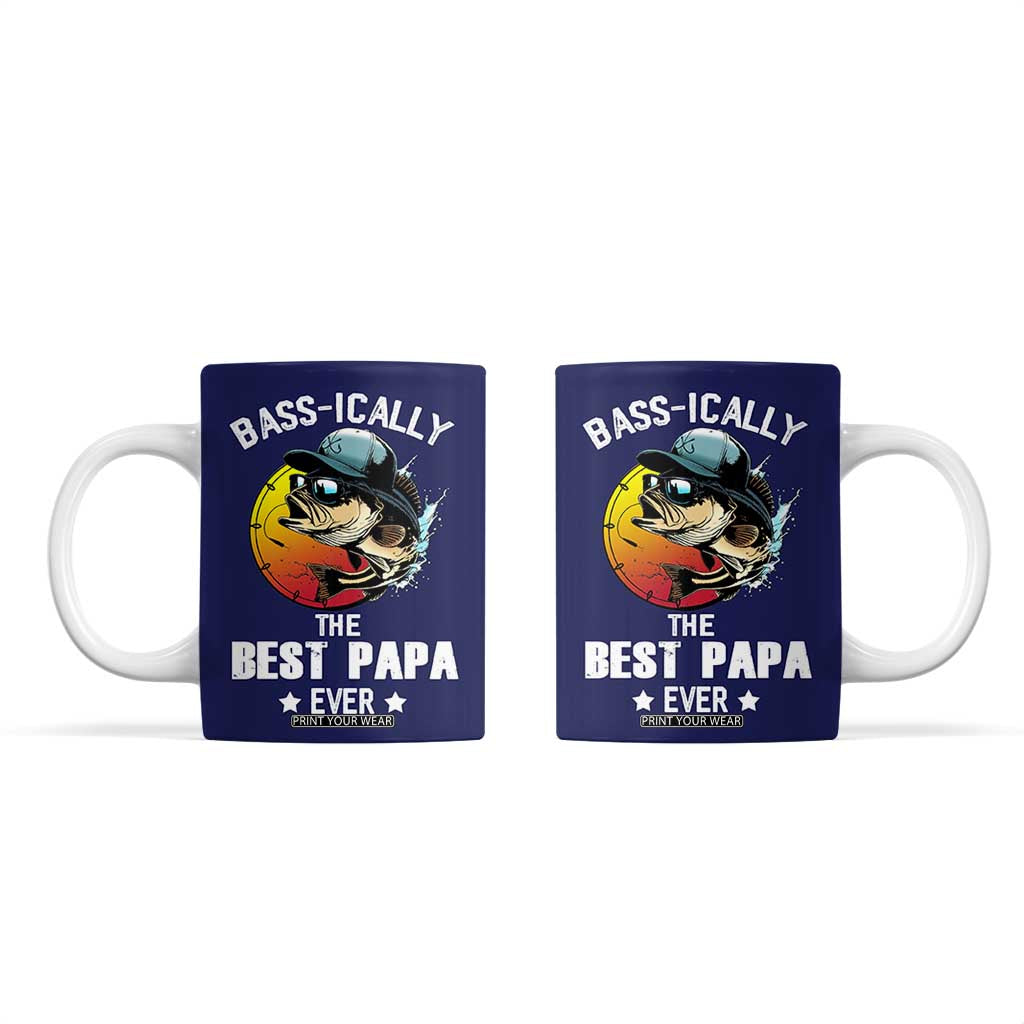 Fishing Gifts For Men Coffee Mug Best Papa Ever Bass Fish Fisherman Fathers Day Gift TB10 Navy Print Your Wear