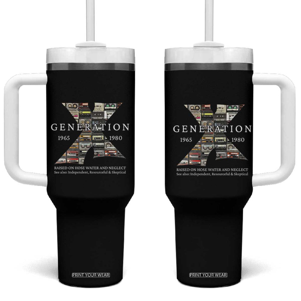 Gen X Generation Tumbler With Handle 80's rock bands cassette tape TB10 One Size: 40 oz Black Print Your Wear