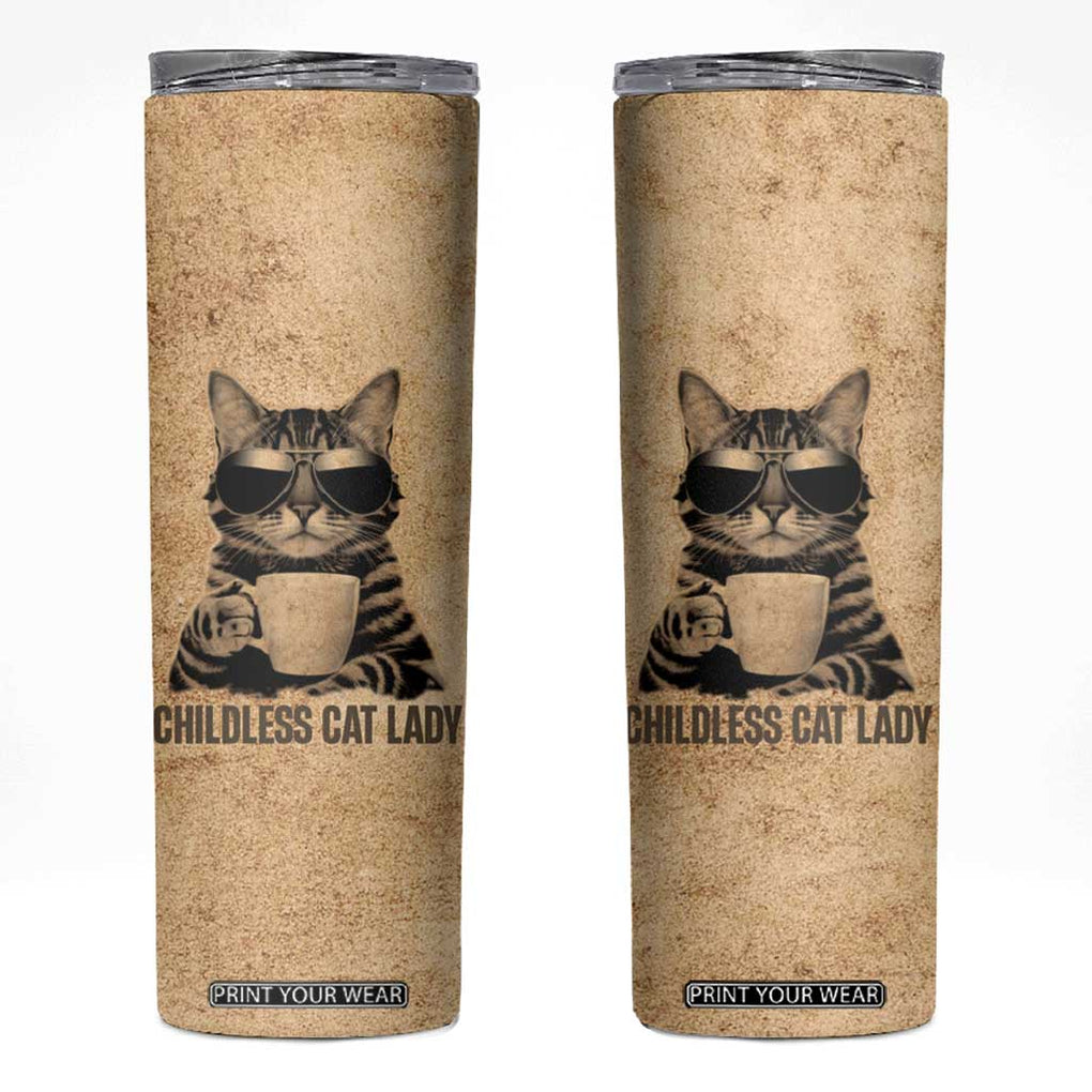 President Kamala Harris 2024 Skinny Tumbler Vintage Coffee Cat Childless Cat Lady TB10 Brown Print Your Wear