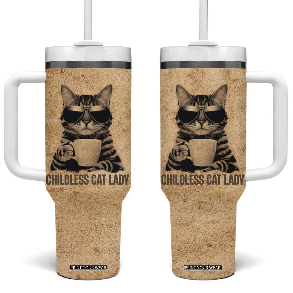 President Kamala Harris 2024 Tumbler With Handle Vintage Coffee Cat Childless Cat Lady TB10 One Size: 40 oz Brown Print Your Wear