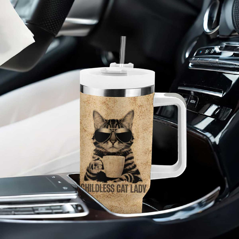 President Kamala Harris 2024 Tumbler With Handle Vintage Coffee Cat Childless Cat Lady TB10 Print Your Wear