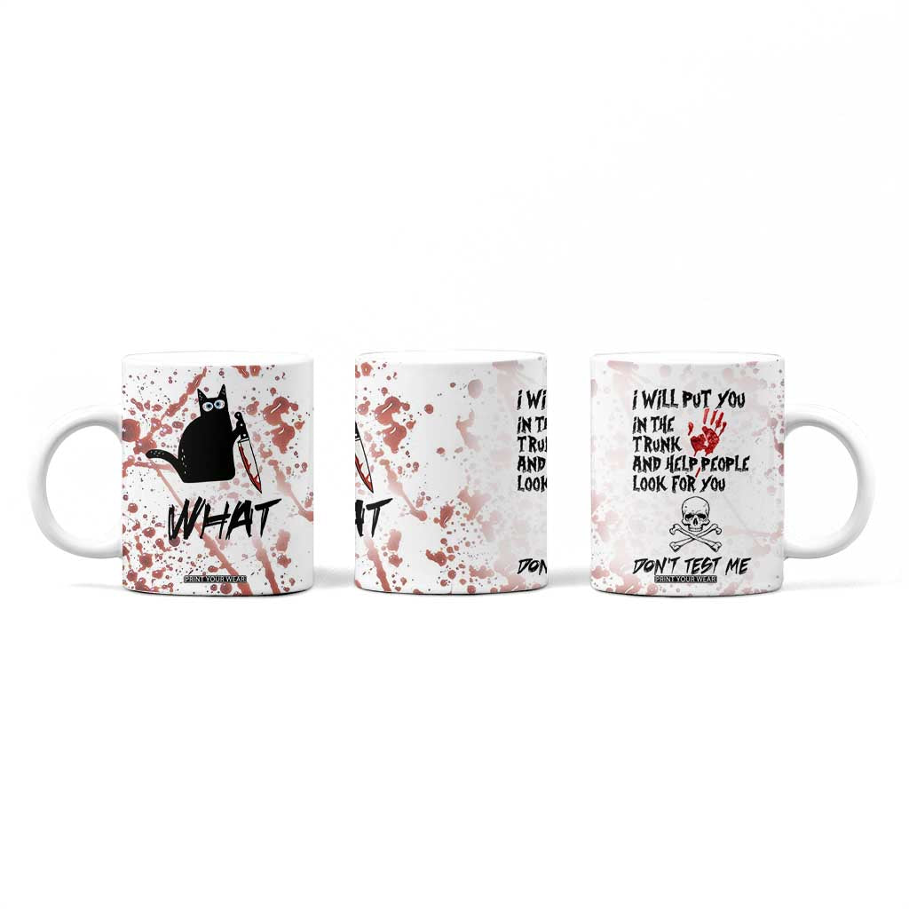 Funny Cat Lover Gifts Coffee Mug Halloween Murderous Cat With Knife What TB10 Print Your Wear