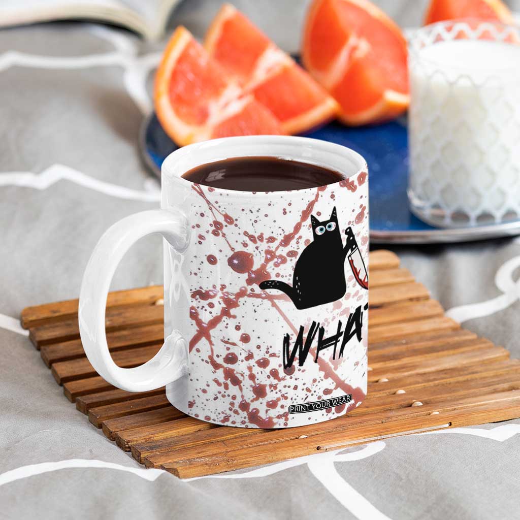 Funny Cat Lover Gifts Coffee Mug Halloween Murderous Cat With Knife What TB10 Print Your Wear