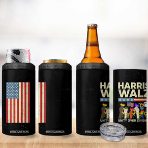 Peace LGBT LGBTQ Kamala Harris Walz 2024 4 in 1 Can Cooler Tumbler Unity Over Division USA Flag Feminist Rainbow Gay Pride Equal Rights TB10 Print Your Wear