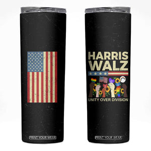 Peace LGBT LGBTQ Kamala Harris Walz 2024 Skinny Tumbler Unity Over Division USA Flag Feminist Rainbow Gay Pride Equal Rights TB10 Black Print Your Wear