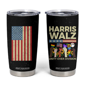 Peace LGBT LGBTQ Kamala Harris Walz 2024 Tumbler Cup Unity Over Division USA Flag Feminist Rainbow Gay Pride Equal Rights TB10 Black Print Your Wear