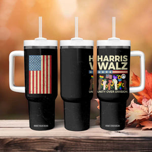 Peace LGBT LGBTQ Kamala Harris Walz 2024 Tumbler With Handle Unity Over Division USA Flag Feminist Rainbow Gay Pride Equal Rights TB10 Print Your Wear