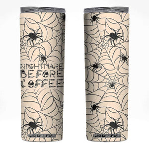 Vintage Halloween Spiders Web Skinny Tumbler Spooky Vibes Nightmare Before Coffee TB10 Cream Print Your Wear