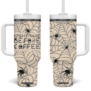 Vintage Halloween Spiders Web Tumbler With Handle Spooky Vibes Nightmare Before Coffee TB10 One Size: 40 oz Cream Print Your Wear