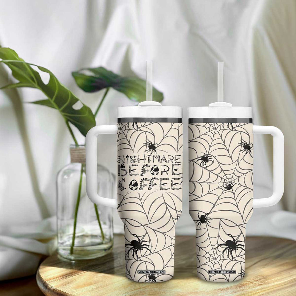 Vintage Halloween Spiders Web Tumbler With Handle Spooky Vibes Nightmare Before Coffee TB10 Print Your Wear