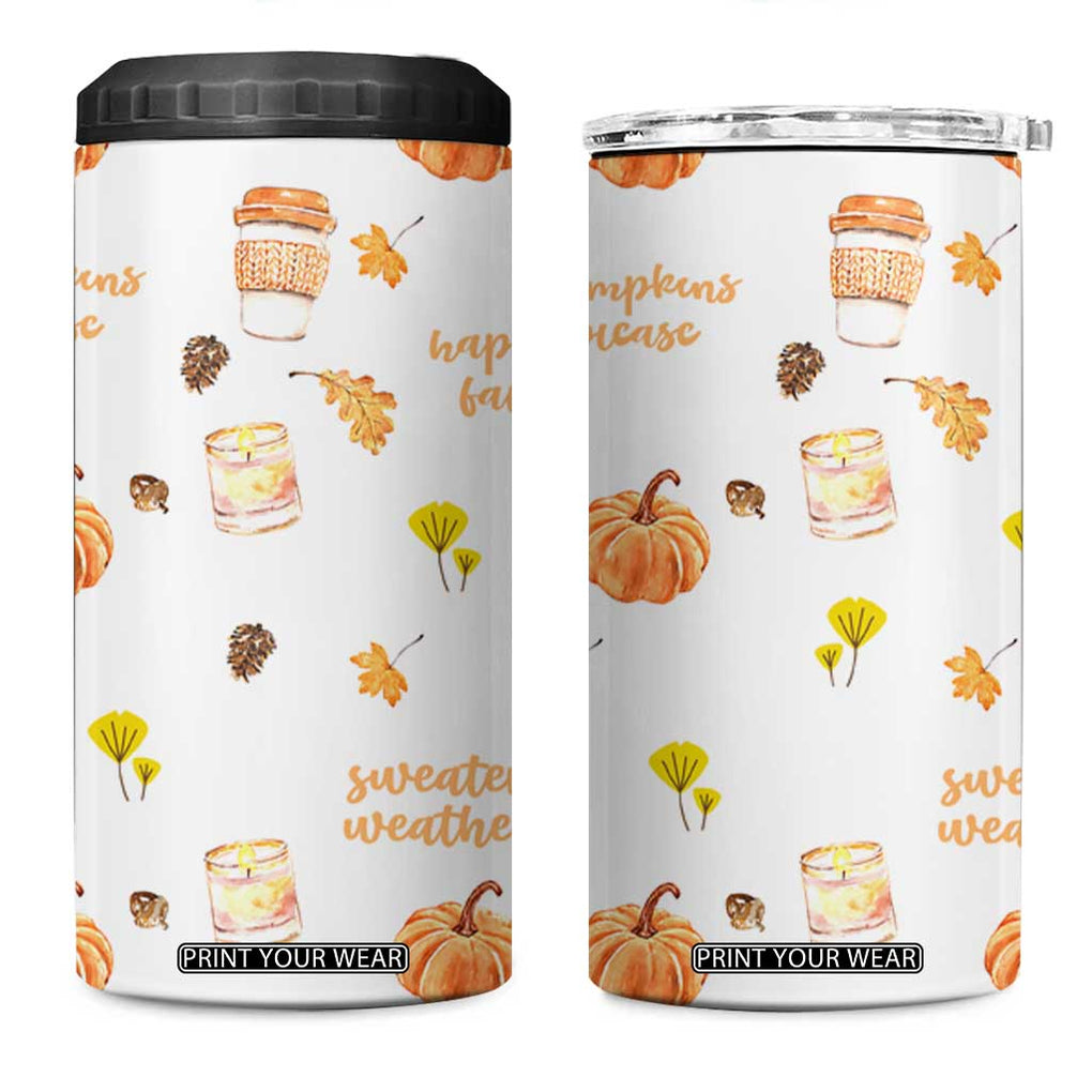 Pumpkin Season Fall Gift 4 in 1 Can Cooler Tumbler Autumn Travel Cup For Thanksgiving TB10 One Size: 16 oz White Print Your Wear