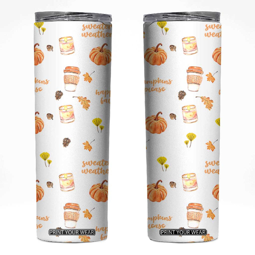 Pumpkin Season Fall Gift Skinny Tumbler Autumn Travel Cup For Thanksgiving TB10 White Print Your Wear