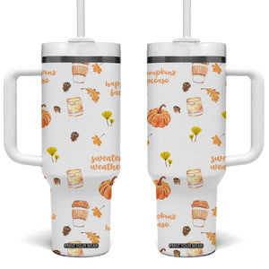 Pumpkin Season Fall Gift Tumbler With Handle Autumn Travel Cup For Thanksgiving TB10 One Size: 40 oz White Print Your Wear