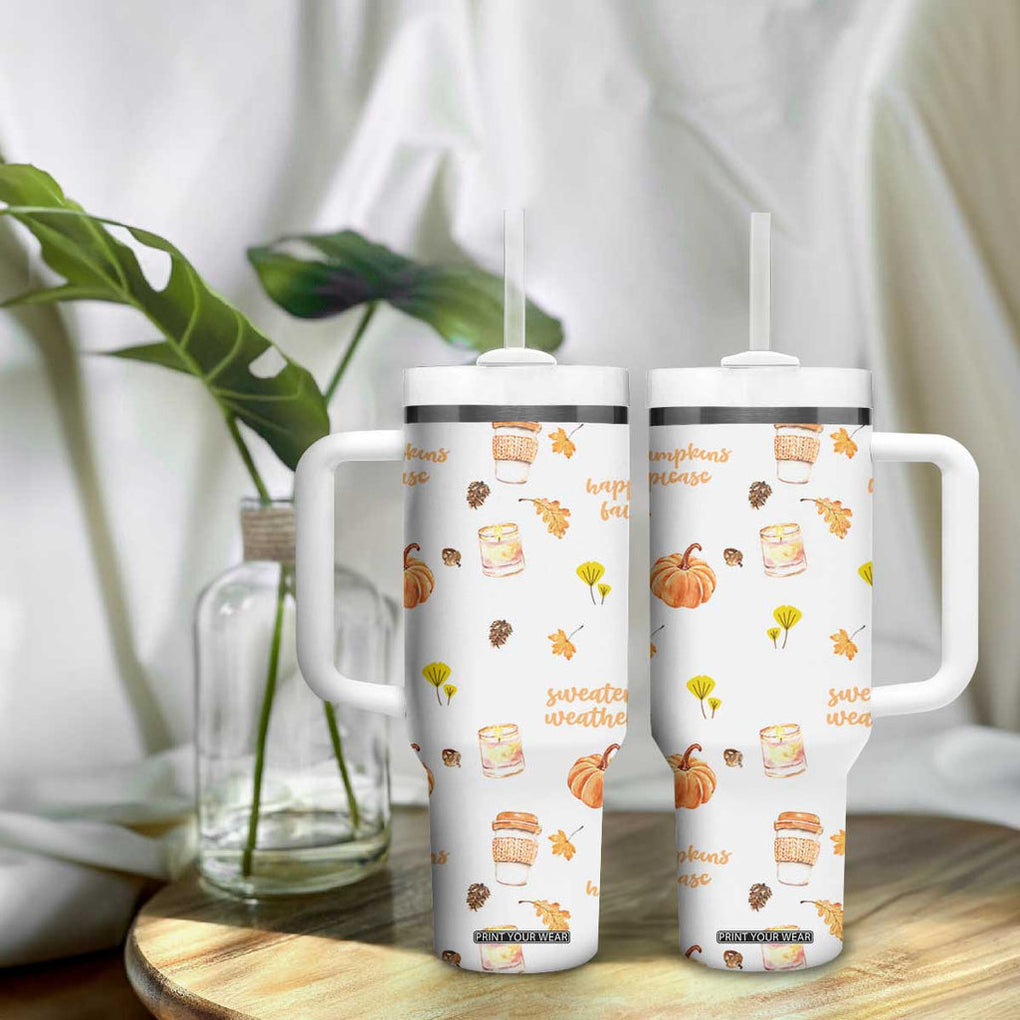 Pumpkin Season Fall Gift Tumbler With Handle Autumn Travel Cup For Thanksgiving TB10 Print Your Wear