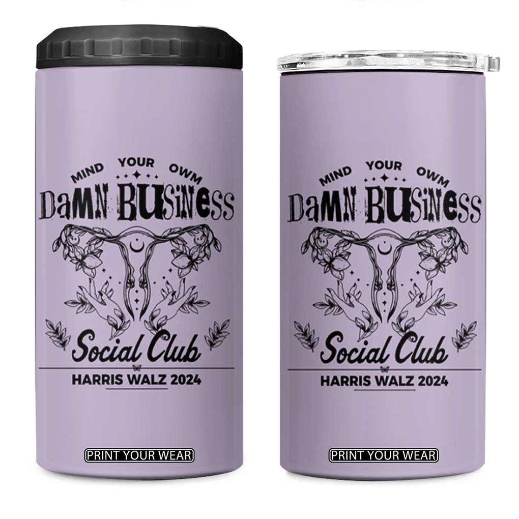 Harris Walz 2024 4 in 1 Can Cooler Tumbler Mind Your Own Damn Business Madam President Girl Power TB10 One Size: 16 oz Purple Print Your Wear