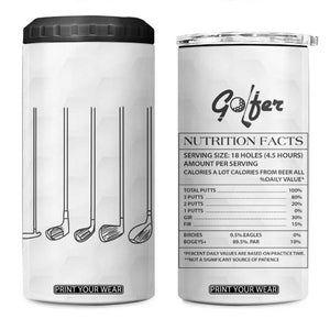 Funny Golfer 4 in 1 Can Cooler Tumbler Golf Gifts for Dad Grandpa TB10 One Size: 16 oz White Print Your Wear