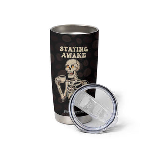 Funny Halloween Iced Coffee Tumbler Cup Skeleton Drinking Coffee Coffee Caffeine Lover Coffee Brewer Staying Awake TB10 Print Your Wear