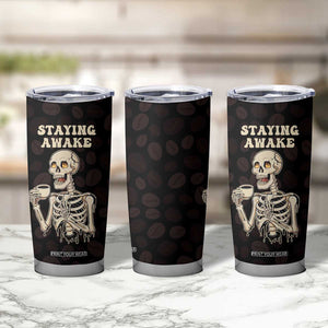 Funny Halloween Iced Coffee Tumbler Cup Skeleton Drinking Coffee Coffee Caffeine Lover Coffee Brewer Staying Awake TB10 Print Your Wear