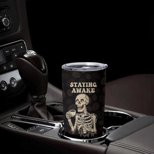 Funny Halloween Iced Coffee Tumbler Cup Skeleton Drinking Coffee Coffee Caffeine Lover Coffee Brewer Staying Awake TB10 Print Your Wear