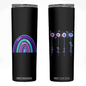 Suicide Prevention Awareness Skinny Tumbler Hope Faith Love Strength Teal Purple Christian Sunflower TB10 Black Print Your Wear