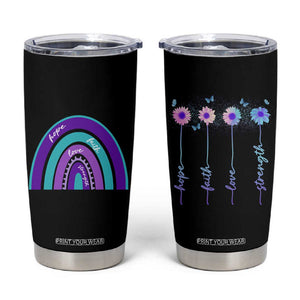 Suicide Prevention Awareness Tumbler Cup Hope Faith Love Strength Teal Purple Christian Sunflower TB10 Black Print Your Wear