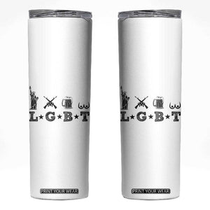 Funny LGBT Skinny Tumbler Liberty Gun Beer Tits TB10 White Print Your Wear