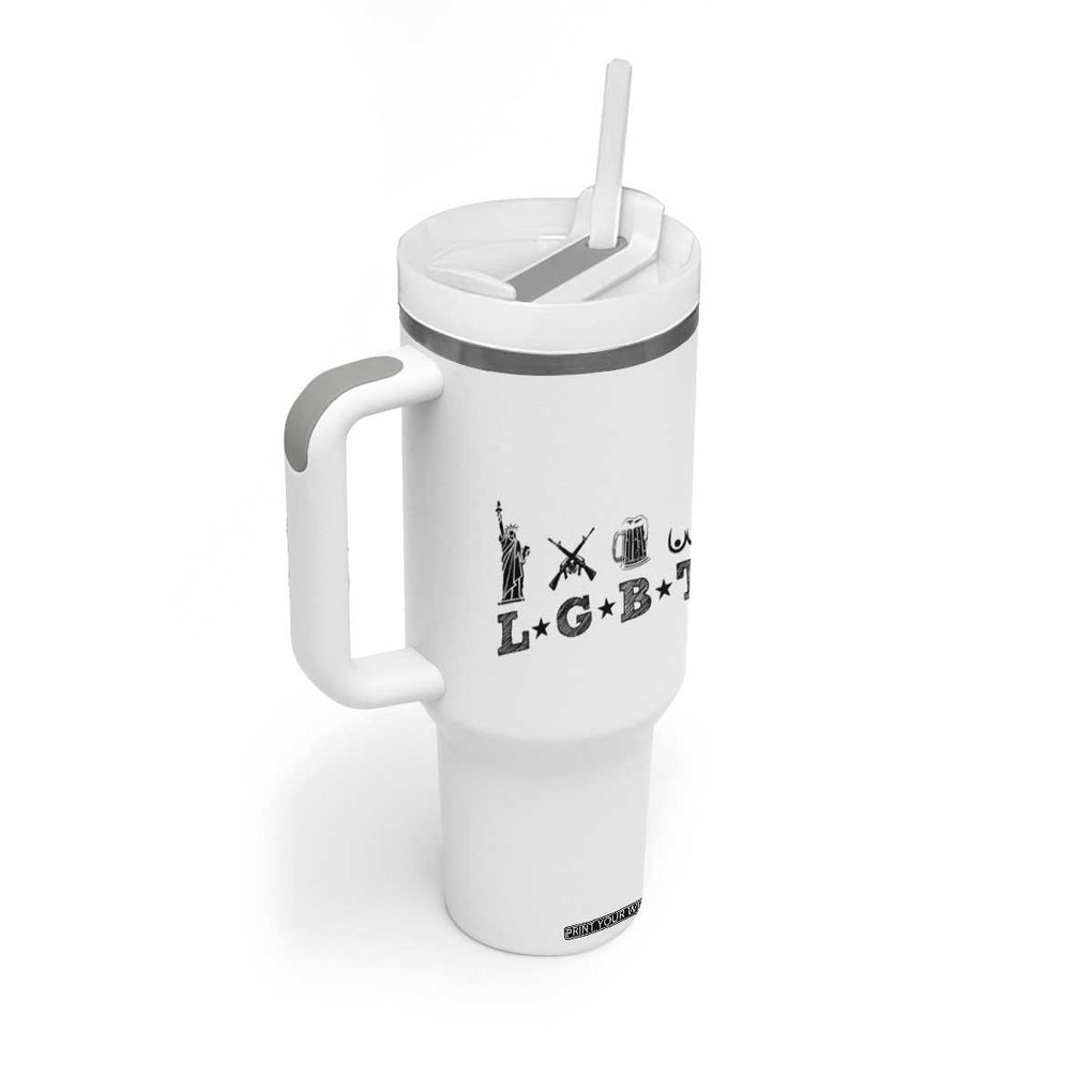 Funny LGBT Tumbler With Handle Liberty Gun Beer Tits TB10 Print Your Wear