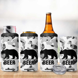 Funny Bear Beer Lovers 4 in 1 Can Cooler Tumbler Camo Bear Hunting TB10 Print Your Wear