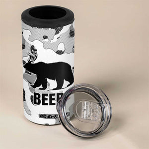 Funny Bear Beer Lovers 4 in 1 Can Cooler Tumbler Camo Bear Hunting TB10 Print Your Wear