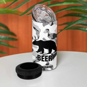 Funny Bear Beer Lovers 4 in 1 Can Cooler Tumbler Camo Bear Hunting TB10 Print Your Wear