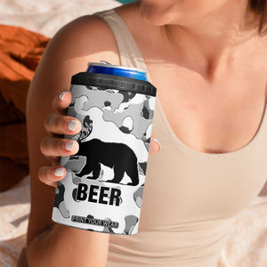 Funny Bear Beer Lovers 4 in 1 Can Cooler Tumbler Camo Bear Hunting TB10 Print Your Wear