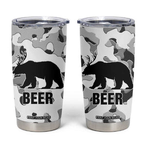 Funny Bear Beer Lovers Tumbler Cup Camo Bear Hunting TB10 Grey Camo Print Your Wear