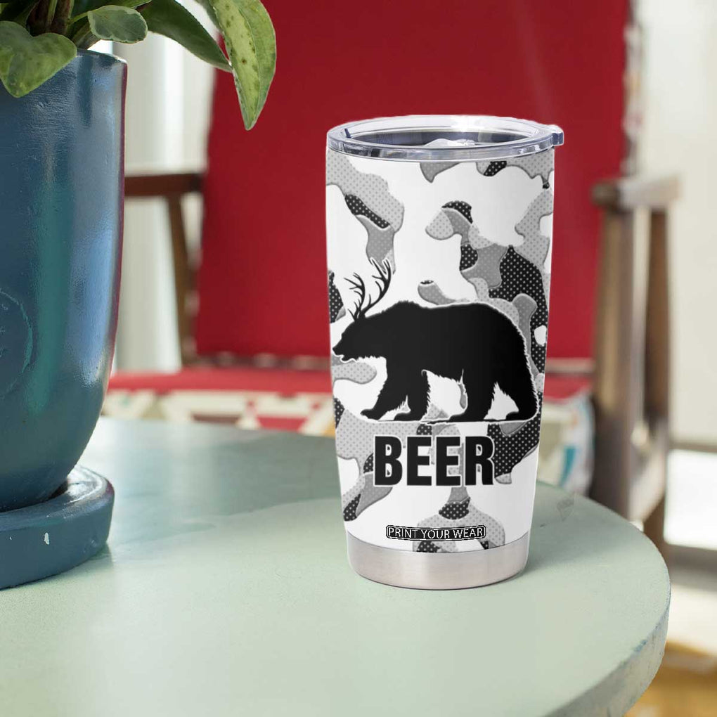 Funny Bear Beer Lovers Tumbler Cup Camo Bear Hunting TB10 Print Your Wear