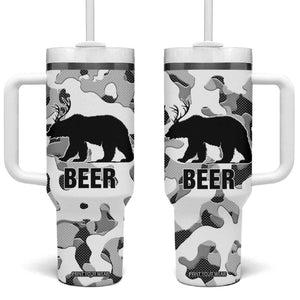 Funny Bear Beer Lovers Tumbler With Handle Camo Bear Hunting TB10 One Size: 40 oz Grey Camo Print Your Wear