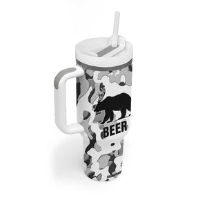 Funny Bear Beer Lovers Tumbler With Handle Camo Bear Hunting TB10 Print Your Wear