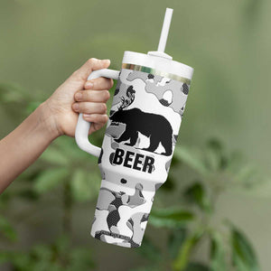 Funny Bear Beer Lovers Tumbler With Handle Camo Bear Hunting TB10 Print Your Wear