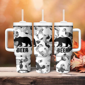 Funny Bear Beer Lovers Tumbler With Handle Camo Bear Hunting TB10 Print Your Wear