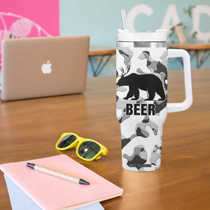 Funny Bear Beer Lovers Tumbler With Handle Camo Bear Hunting TB10 Print Your Wear