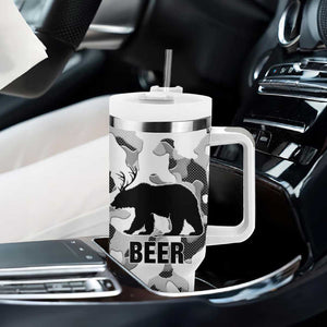 Funny Bear Beer Lovers Tumbler With Handle Camo Bear Hunting TB10 Print Your Wear