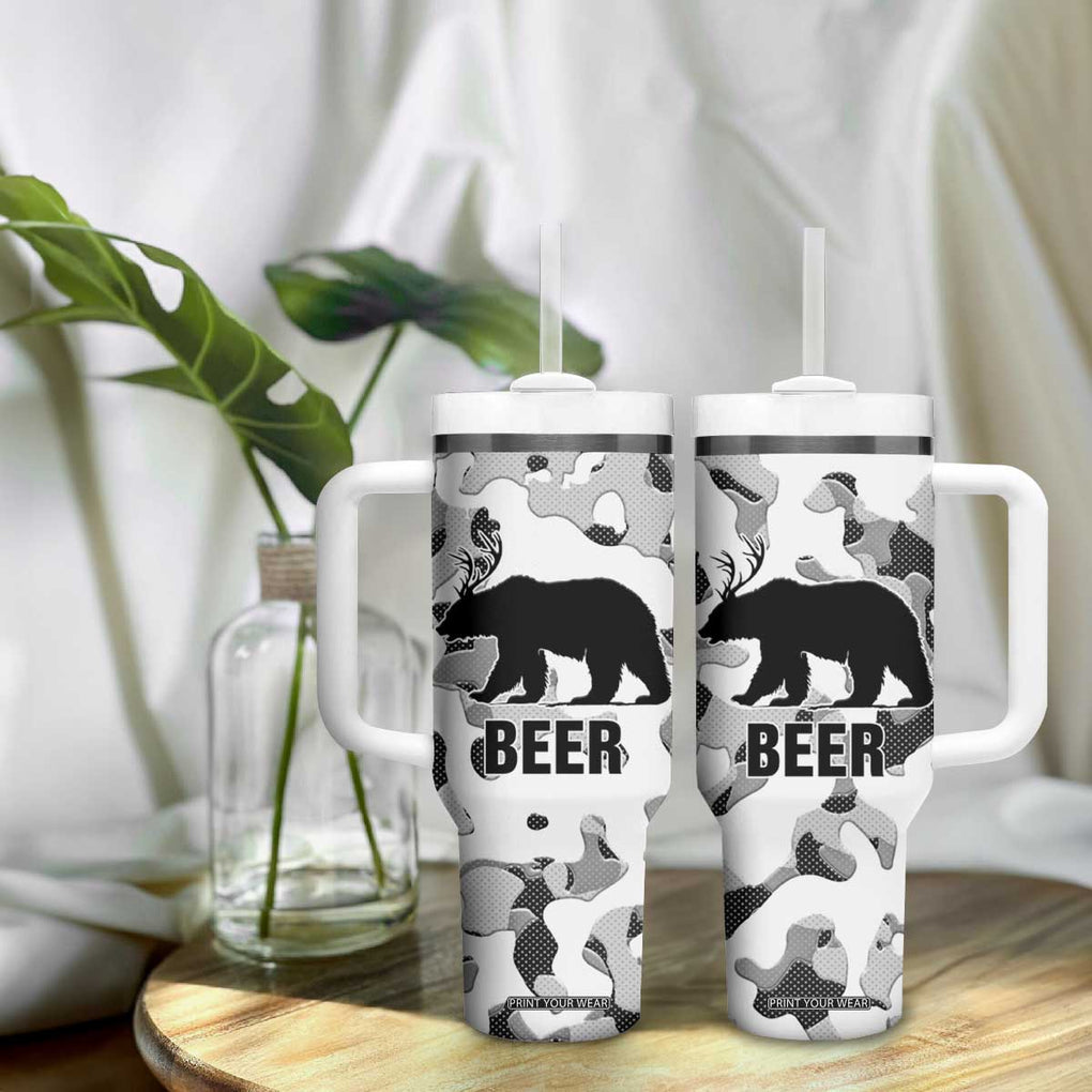 Funny Bear Beer Lovers Tumbler With Handle Camo Bear Hunting TB10 Print Your Wear