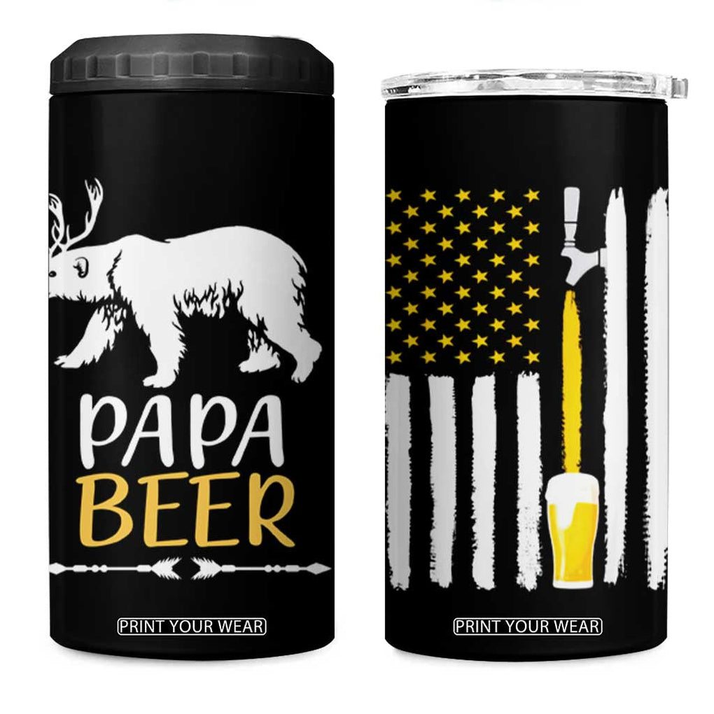 Gifts For Dad Father's Day 4 in 1 Can Cooler Tumbler Vintage Bear Deer Funny Beer Lovers American Flag TB10 One Size: 16 oz Black Print Your Wear