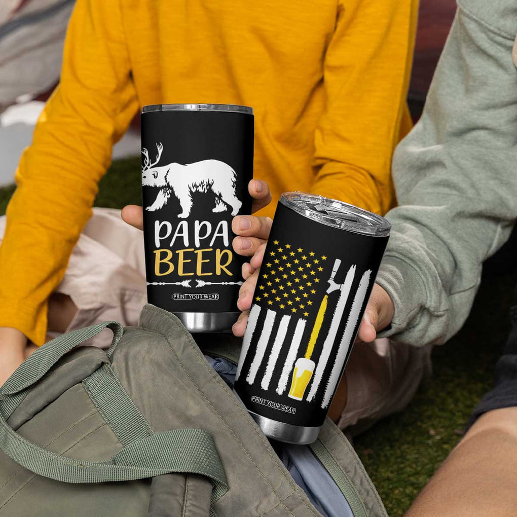 Gifts For Dad Father's Day Tumbler Cup Vintage Bear Deer Funny Beer Lovers American Flag TB10 Print Your Wear