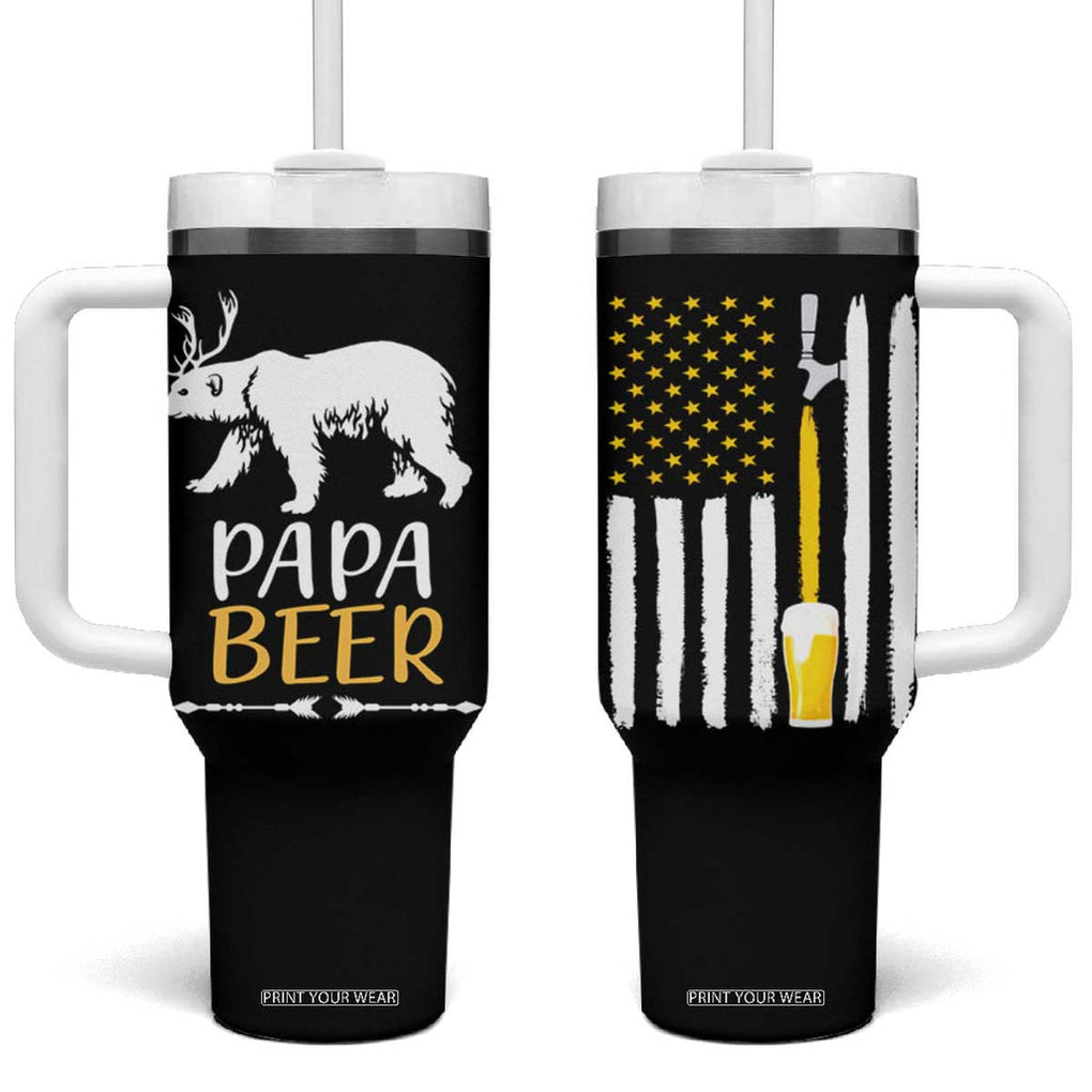 Gifts For Dad Father's Day Tumbler With Handle Vintage Bear Deer Funny Beer Lovers American Flag TB10 One Size: 40 oz Black Print Your Wear