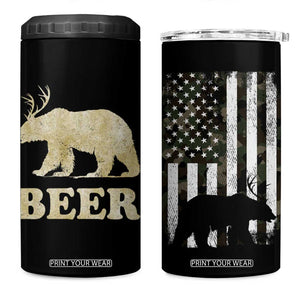 Funny Bear Beer Lovers 4 in 1 Can Cooler Tumbler Camo American Flag Hunting Gifts Men Dad Grandpa TB10 One Size: 16 oz Black Print Your Wear