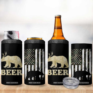 Funny Bear Beer Lovers 4 in 1 Can Cooler Tumbler Camo American Flag Hunting Gifts Men Dad Grandpa TB10 Print Your Wear