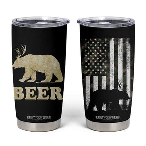 Funny Bear Beer Lovers Tumbler Cup Camo American Flag Hunting Gifts Men Dad Grandpa TB10 Black Print Your Wear