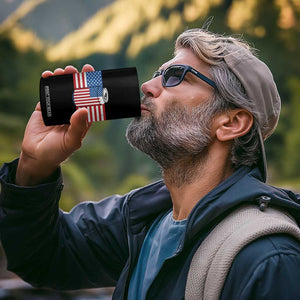 Funny Mens Drinking 4 in 1 Can Cooler Tumbler I'm Holding a Beer So Yeah I'm Pretty Busy American Flag TB10 Print Your Wear